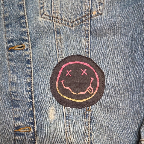 NIRVANA Blue Denim Jacket with Multicolor Patch - Picture 4 of 10
